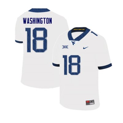 Men's West Virginia Mountaineers NCAA #18 Devell Washington White Authentic Nike Stitched College Football Jersey LM15B11EX